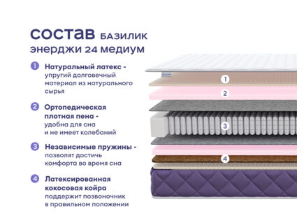 Кровать Димакс Левита + матрас Базилик Энерджи 24 медиум 1472