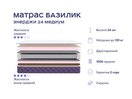 Кровать Димакс Левита + матрас Базилик Энерджи 24 медиум 1472